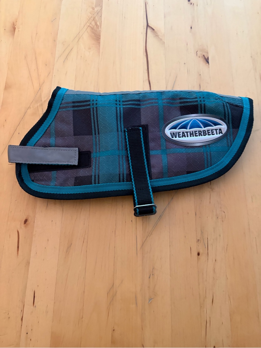 Teal Plaid Dog Coat